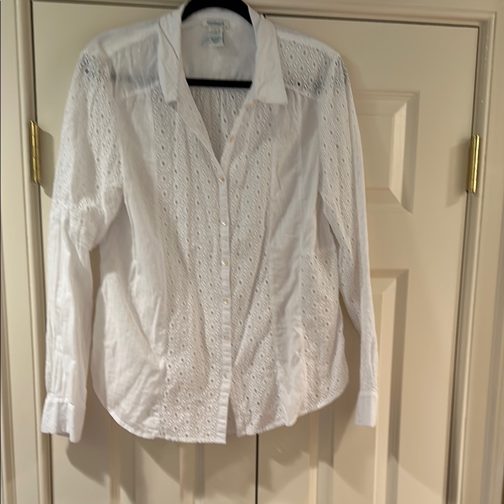 Sundance White Eyelet Blouse - size L
